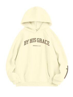 Christian Sweatshirt By His Grace Letter Print Hoodie Christian Religious Saying